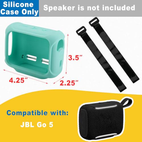 Silicone Case Cover for JBL Go 5 Portable Speaker (Lake Blue) | Travel Carrying Protective Pouch with Attach Straps for Bike Golf Cart Scooter - color: Lake Blue