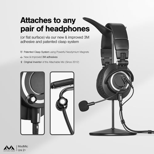ModMic Uni 2+ Attachable 3.5mm Headset Microphone. Gaming on PC, PS5, Xbox
