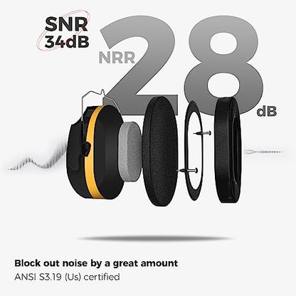 ProCase NRR 28dB Noise Reduction Ear Muffs, Foldable Adjustable Noise Cancelling Headphones - color: 1 - Orange