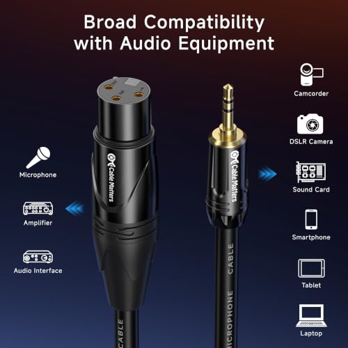 Cable Matters Unbalanced 3.5mm to XLR Cable, Male to Female, 15ft - size: 15 ft
