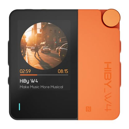 HiBy W4 Bluetooth Headphone Amplifier USB DAC, BT 5.4 & NFC, aptX Lossless LDAC, Dual DAC, DSD512 PCM 768kHz, 2-Inch Touch Screen, CVC Noise Reduction, 3.5mm & 4.4mm Balanced Output - color: Orange
