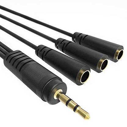 Ancable 9 Inch 3.5mm (1/8") Male to 3X Female Stereo Splitter Audio Cable, 3 Way Splitter Gold-Plated - color: Gold