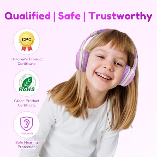 EarFun K2 Kids Bluetooth Headphones for School, Kids Headphones with Mic | Volume Limited, 40H Playtime, Built-in Mic, Stereo Sound, Foldable Over-Ear Headphone for Kids/Toddler/Travel/Tablet, Violet - color: Violet