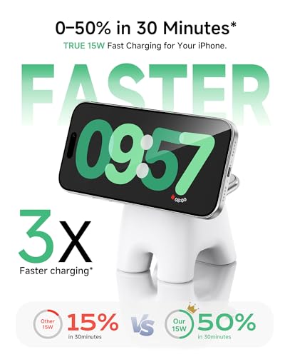 Magnetic Wireless Charging Station, Charger Stand for iPhone Apple Watch | 2026 2 in 1 Foldable Charger Stand 15W for iPhone 17 16 15 14 13 12 Pro Max, 5W for Apple Watch&Airpods, 30W Adapter included - color: White