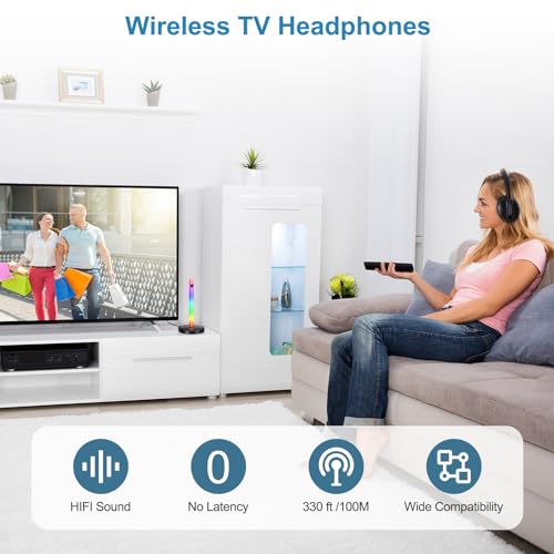 Bluetooth TV Headphones with RF Transmitter Headset Stand