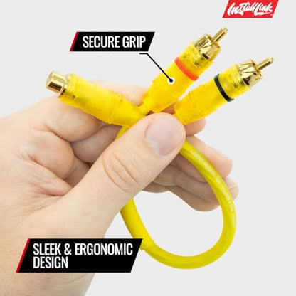 Install Link RCA Y Adapter Cable, 1-Female to 2-Male Splitter, 2-Pack (OFC) | Pure OFC Copper, 1ft, Feeds One Stereo Signal to Two Components, for Subwoofer, Home Theater, Car Audio Amplifier, Studio - color: Frosted Yellow, size: 1-Female to 2-Male
