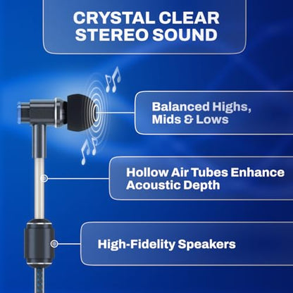 DefenderShield EMF Protection Air Tube Wired Earphones with Foam Tips | EMF Wired Earbuds with Microphone – Built-In Audio Controls & 3 Ear Tip Sizes, 3.5mm Jack, For Gaming/PC/Computer/iPad/Phone - style: 3.5mm with Foam Tips