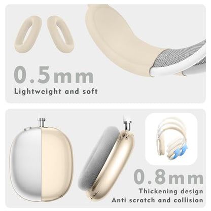 for AirPods Max case Cover,Anti-Scratch Ear Pad Case Cover/Ear Cups Cover/Headband Cover for AirPods Max. Clear Soft TPU and Silicone,Skin Scratch Proof. - color: 3PC-Starlight