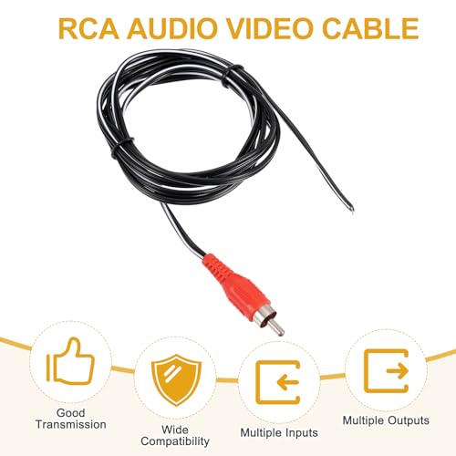 MECCANIXITY 8pcs 5ft RCA Audio Subwoofer Cable, 1 RCA Male Plug to Bare Wire Open End Audio Video Speaker Cable for Amplifier Home Theater, Red