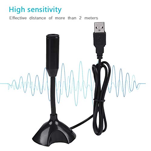 USB Microphone with Gooseneck Stand, Noise Canceling Condenser Mic, Plug & Play for PC Laptop, High Sensitivity (>2m) for Gaming, Podcast, Online Chat, Conference, Recording