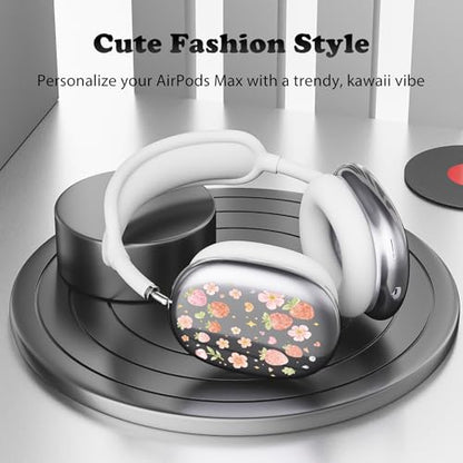 for AirPods Max Headphones Strawberry Ear Covers for AirPods Max 2 | Cute Flower Clear Ear Cups Cover | White Silicone Ear Pad Case Headband Cover for Apple AirPods Max 2/1 (2026/2024/2020) - color: Strawberry B/White
