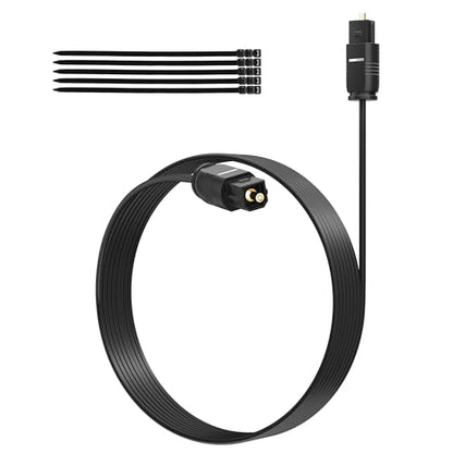Adoreen Ultra-Thin Slim Digital Optical Audio Cable 12FT, Fiber Optic SPDIF Toslink Cord Gold-Plated High-Speed Flexible & Durable for TV Soundbar Home Theater Game Console PS4 Xbox Samsung +Ties - size: 12FT