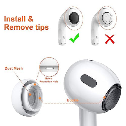 6 Pairs Replacement Ear Tips for AirPods Pro/AirPods Pro 2 Silicone