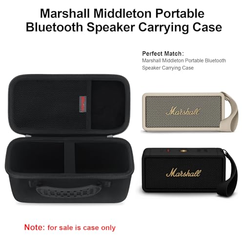 Elonbo Carrying Case for Marshall Middleton/Middleton II Portable Bluetooth Speaker, Wireless Speaker Hard Travel Protective Bag Storage Cover, Extra Mesh Pocket Fits Charging Cable, Black - color: Black