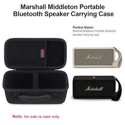 Elonbo Carrying Case for Marshall Middleton/Middleton II Portable Bluetooth Speaker, Wireless Speaker Hard Travel Protective Bag Storage Cover, Extra Mesh Pocket Fits Charging Cable, Black - color: Black