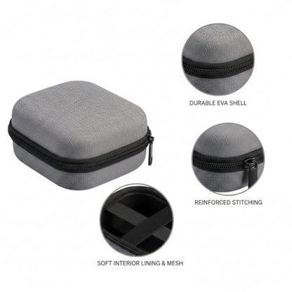 Compact EVA Case for Cables, Earbuds & Small Electronics - Portable Zippered Organizer Pouch, Gray