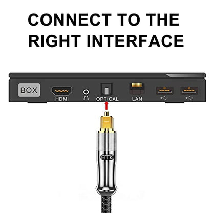 EMK 24K Gold-Plated Optical Audio Cable [8ft/2.4M] - Digital Toslink SPDIF Cable Compatible with Soundbar to TV, Home Theater - High-Speed Fiber Optic Cable (Silver) - color: Silver1, size: 8 Feet/2.4M, style: 24K Gold-Plated Optical