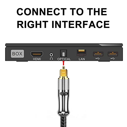 EMK 24K Gold-Plated Optical Audio Cable [22ft/7M] - Digital Toslink SPDIF Cable Compatible with Soundbar to TV, Home Theater - High-Speed Fiber Optic Cable (Silver) - color: Silver1, size: 22 Feet/7M, style: 24K Gold-Plated Optical