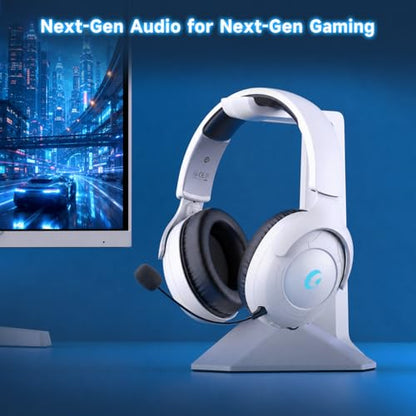 AOC Wireless Gaming Headset for PS5, 2.4GHz Gaming Headphone with Mic | 45H Playtime, Immersive Surround Sound, Noise Cancelling Game Headset for PS5, PC & Switch, Xbox with 3.5mm Cable - White
