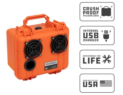 Waterproof, Portable, and Rugged Outdoor Bluetooth Speakers. Loud Sound + Deep Bass, 40+ hr Battery Life, Dry Box + USB Charging, Multi-Pairing Party Mode (Haast Orange, DB2)