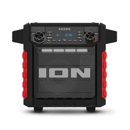 ION Tailgater Classic Portable Bluetooth Outdoor Speaker, Red | Water Resistant, Rechargeable Battery, Radio, USB Charging, Stereo Linking, App Control, for Parties and Outdoor Events - style: Tailgater Classic - Red