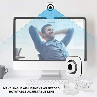 480P Computer Camera - PC Webcam with Transparent Clip - Built in Microphone - for Laptops and Desktop - for Video Calling, Conferencing, Gaming(White)