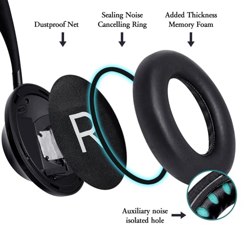 GEVO Ear Pads Replacement for Bose NC700, Black | Earpads for Bose Noise Cancelling Headphones 700, Soft Protein Leather, High-density Memory Foam - color: Black