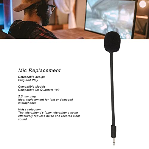 Game Mic Replacement for Gaming Headsets, Noise Cancelling Sponge, Adjustable Microphone Arm, 2.5mm Detachable Boom Microphone