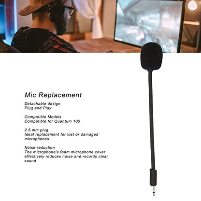 Game Mic Replacement for Gaming Headsets, Noise Cancelling Sponge, Adjustable Microphone Arm, 2.5mm Detachable Boom Microphone