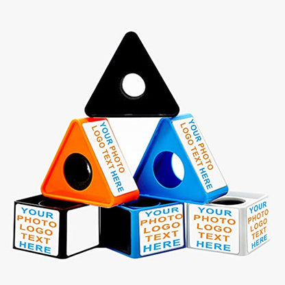 Custom Microphone Logo Live Equipment Box Cube Triangle Interview Box Karaoke mic Flags(White Triangle) - color: white triangle