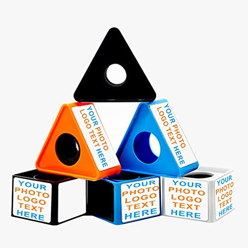 Custom Microphone Logo Live Equipment Box Cube Triangle Interview Box Karaoke mic Flags (Blue Square) - color: blue trapezoid