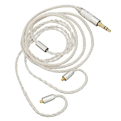 Replacement Earphone Cable, Silver Plated Copper HiFi 4 Core MMCX to 3.5mm Sound Jack, Upgrade Headphone Wire with Noise Reduction for SE215 SE315 SE425 SE535 SE846,