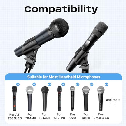 2 Pack Universal Microphone Clips, 5/8" to 3/8" Adapter | Adjustable Mic Holders Include a 5/8" Male to 3/8" Female Adapter, for Microphone Stand - size: 2 Pack