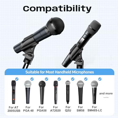 4 Pack Universal Microphone Clips, 5/8" to 3/8" Adapter | Adjustable Mic Holders Include a 5/8" Male to 3/8" Female Adapter, for Microphone Stand - size: 4 Pack