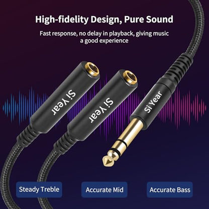 1/4" Splitter Cable, 6.35mm TRS to Dual 1/4 inch Female Stereo Y Headphone Splitter Cable for Studio,DJ,Amplifier,Karaoke, Live Sound Systems etc(30cm /2PACK) - size: 6.35M-2x6.35F(2pack)
