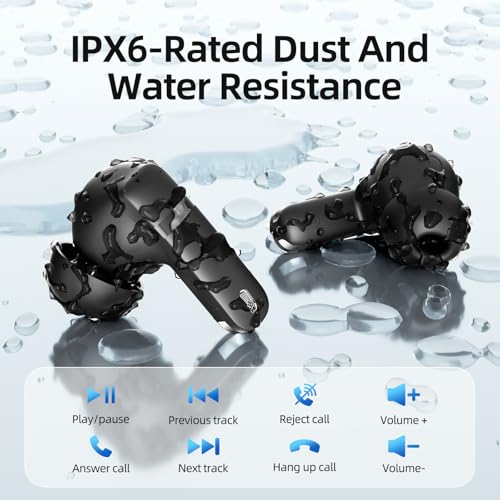 Wireless Earbuds, 100H Bluetooth 5.4 Headphones, ENC+ ANC Noise Cancelling Touch Control True Wireless Bluetooth Ear Buds,Stereo Deep Bass Bluetooth Headset for Sports/Workout/Gym (Black) - color: Black