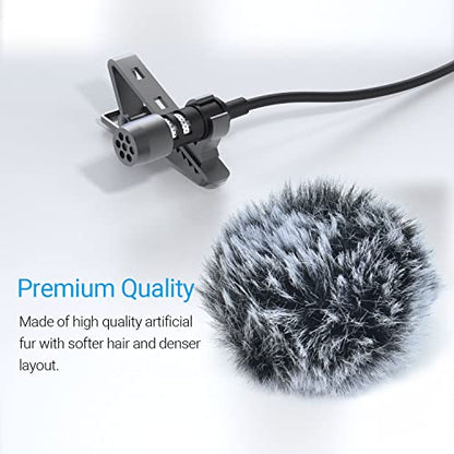Wind Muff (Dead cat) for Lavalier Lapel Microphone, Outdoor Furry Windscreen, Windshield, Windjammer for Mini MIC, 6-Pack - color: Furry Cover, 6-Pack