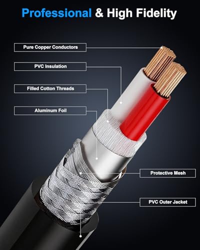 2‑Pack 6ft XLR Cables, Professional Microphone Cable, Male‑Female - size: 6ft