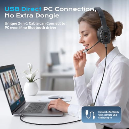 Trucker Bluetooth Headset, Single-Ear Headphone for PC,Call Centre - color: Black