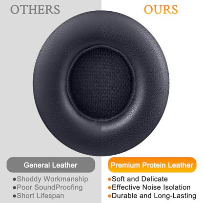 SoloWIT Earpads Cushions Replacement for Beats Solo 2 & Solo 3 Wireless On-Ear Headphones, Solo2 Solo3 Ear Pads with Soft Protein Leather, Added Thickness - Titanium - color: Titanium