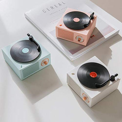 Old Fashioned Classic Style Bluetooth Speaker Green Vinly Record Player Style Cute Look Creative Gift for Girls Bass Enhancement Loud Volume Speaker by KintiSun
