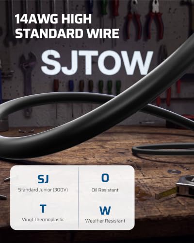 DEWENWILS 25FT Retractable Extension Cord Reel, 3-Outlet,14/3C SJTOW Cable - color: 25 Ft 14awg Black