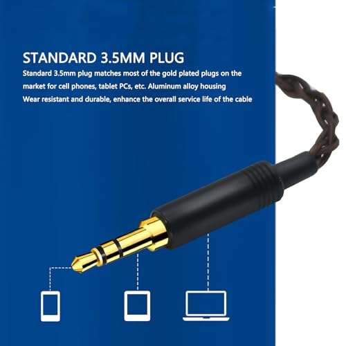 Headphone Sound Cable, Upgraded Loseless Silver Plated Copper Replacement Earphone Cable 3.5mm to MMCX for SE215 SE315 SE425 SE535