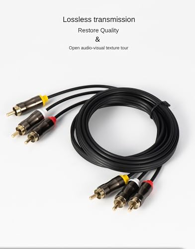 3RCA to 3RCA Cable 10ft, Gold Plated 3RCA AV Cable, High Performance Audio Video Cable for Home Theater, DVD Player, HDTV, Subwoofer - 3m/10ft, Shielded, Lossless Transmission, TPE Jacket