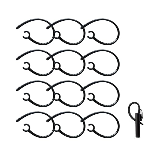 12Pcs Ear Hooks for Bluetooth Earpiece Universal Adjustable Hookz Clips Mount Over The Earbuds Small Replacement Earhook Accessories Clip Holders for Earbud Bud Ears(Black)