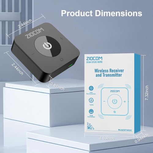 Bluetooth Transmitter for TV, Wireless Bluetooth Adapter for TV/PC/Speaker/Home Stereo (Optical, 3.5mm Aux, RCA), Pairs 2 Devices Simultaneously