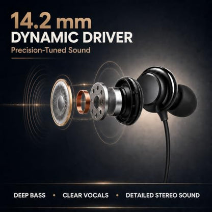 Betron USB-C Wired Earbuds with Microphone | Compatible with iPhone 15/16/17, Samsung Galaxy & Android, Volume Control, Deep Bass, Noise Isolation