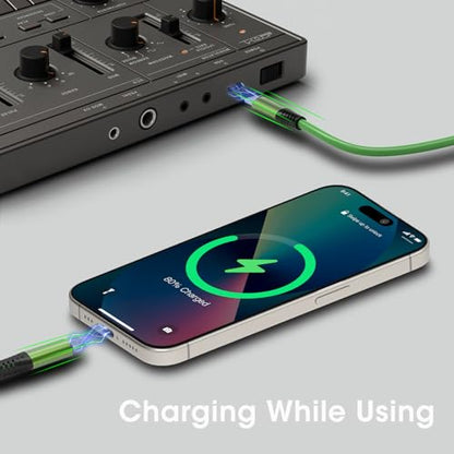 OTG Cable, iPhone Streaming Digital Audio Cable | With USB charging plug, With DAC/ADC decord chipset, Compatible with FiiO amp, mixer for podcast, creator and musician - size: 16 Ft.