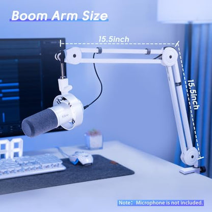 FIFINE Microphone Boom Arm Kit, Metal Heavy Duty Mic Stand with 3/8" to 5/8" Threads Screw & 10ft Balanced XLR Cable for Podcasting Recording, Streaming & Recording-BM63W+L9W