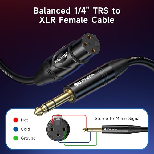 Cable Matters 6.35mm 1/4 Inch TRS to XLR Cable, Male to Female, 3ft | TRS Male to XLR Female, XLR to 1/4 Cable - size: 3 ft